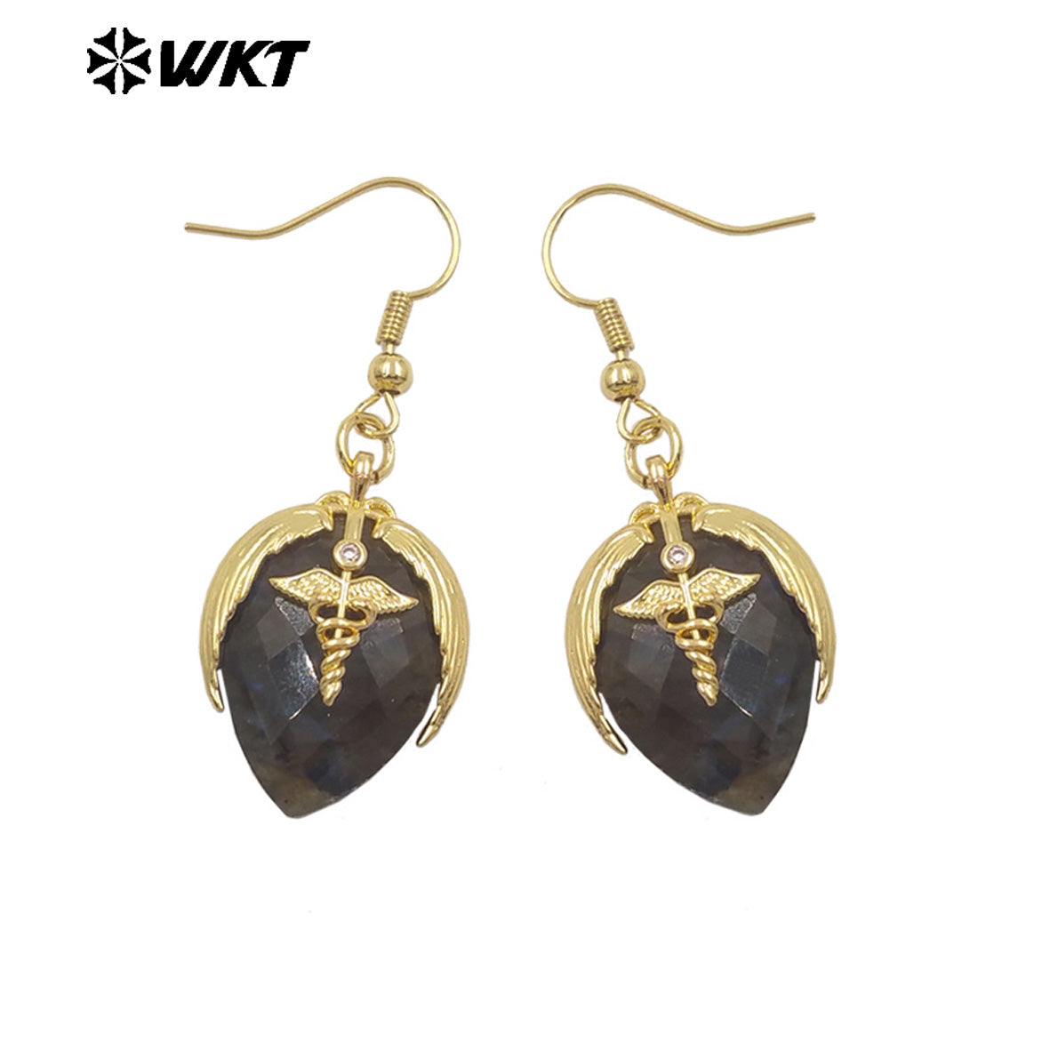 WT-E788 Exquisite Rose Quartz Multi Natural Gemstones Strawberry Shape Gold Plated Earrings For Women Lovely Jewelry Gift