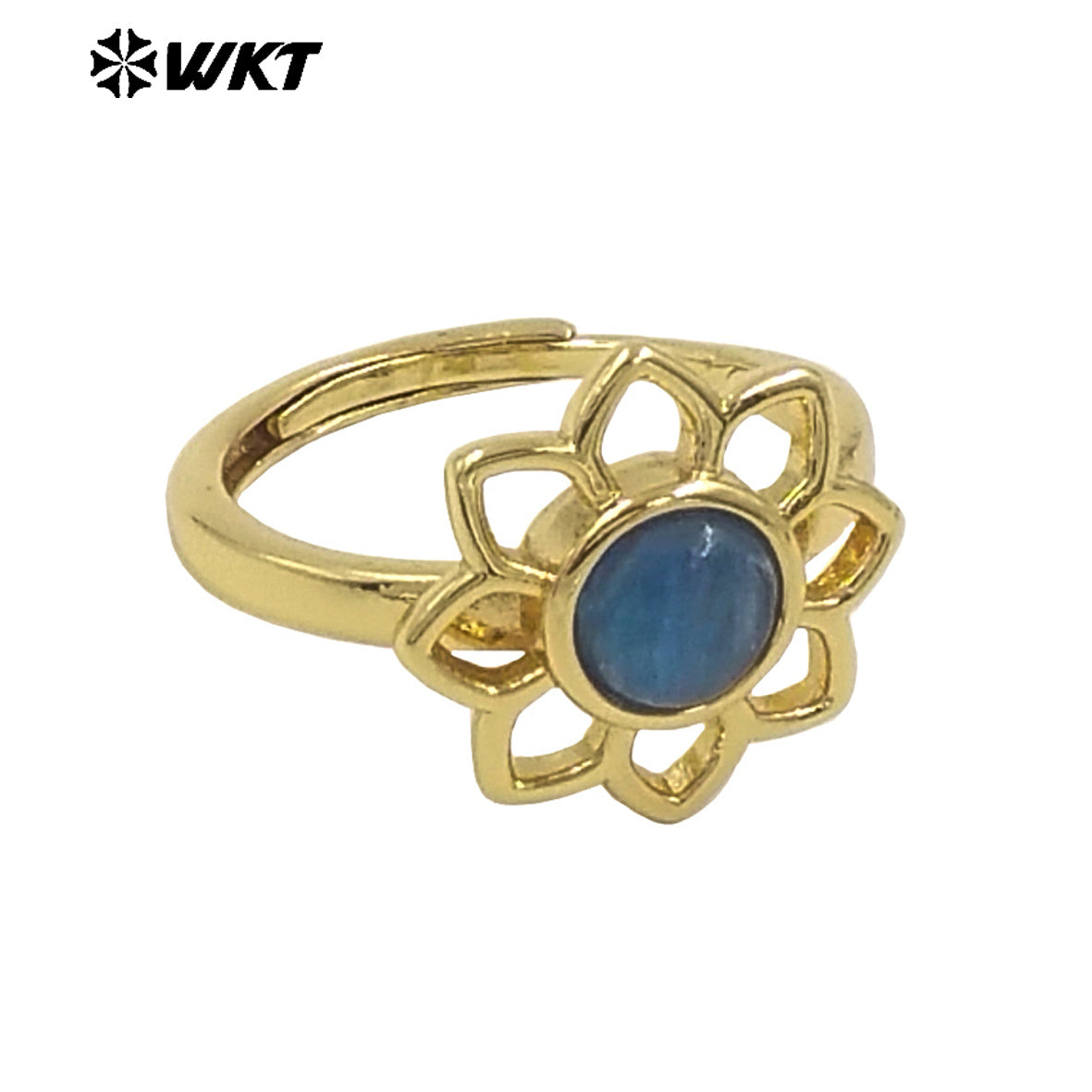 WT-R535 Elegant Gold Plated Resist Tarnishable Lotus Flower Stone Ring for Lady Daily Wear or Gift for Friend Jewelry