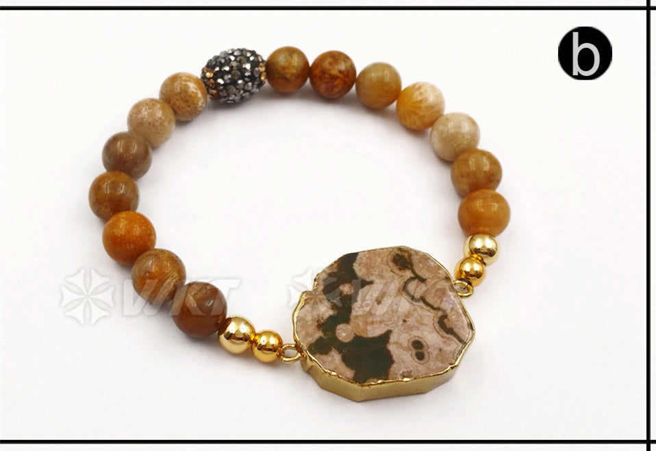 WT-B408 New Special Design Style Fashion Stone Beads Mixed Colorful Women Jewelry Bangle Ocean Bracelet
