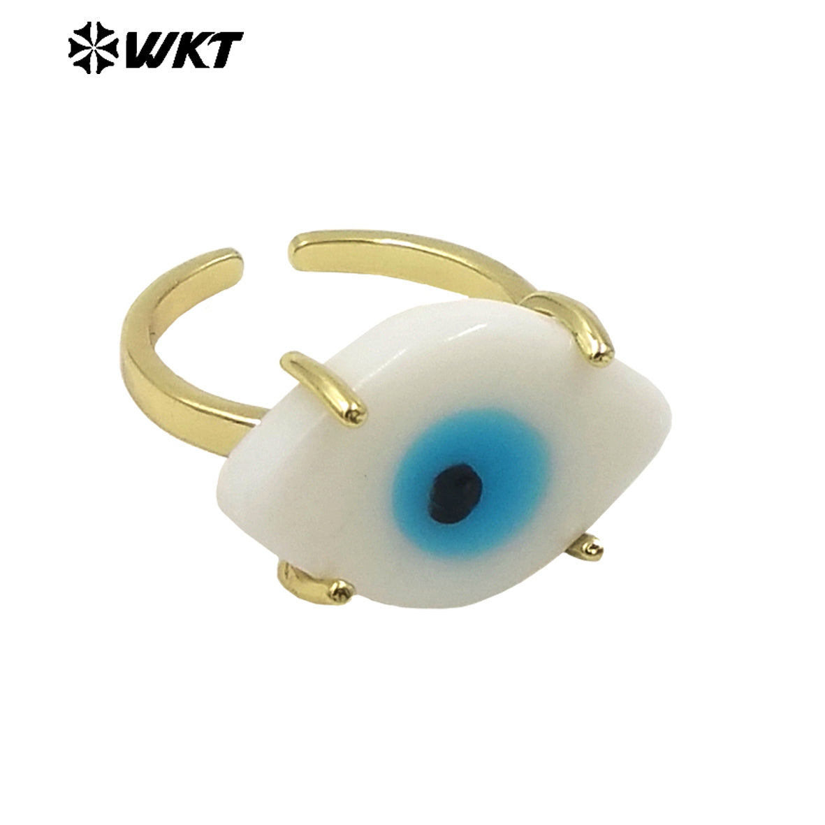 WT-MPR088 Wholesale Fashion Gold Claw Setting Resin Horse Eye Ring for Girl Healing Attractive Drop Oil Making