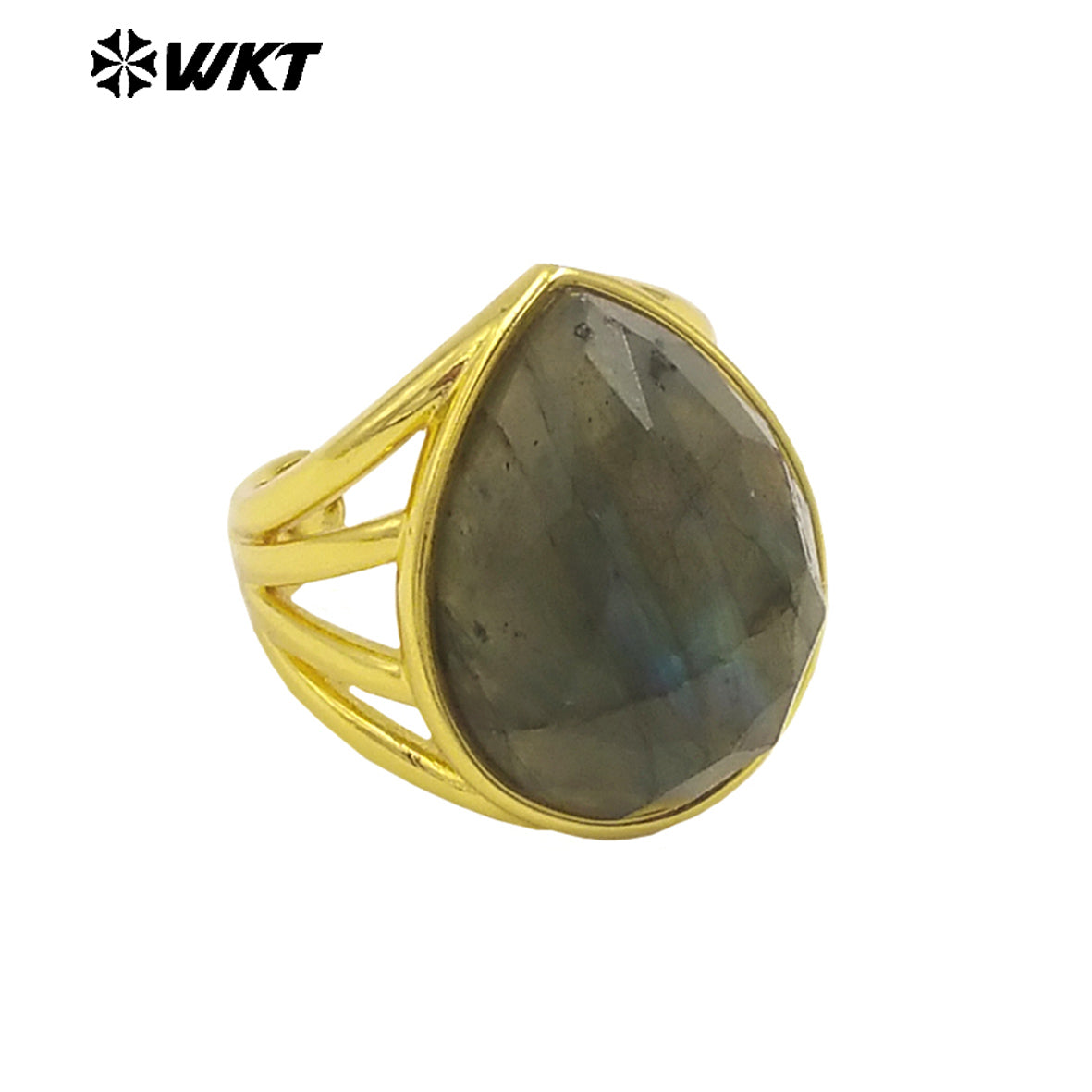 WT-R425 Wholesale Fashion Gold Bezel Natural Teardrop Stone Ring Amazing Gorgeous 18k Resist Tarnishable Lapis Drop Ring