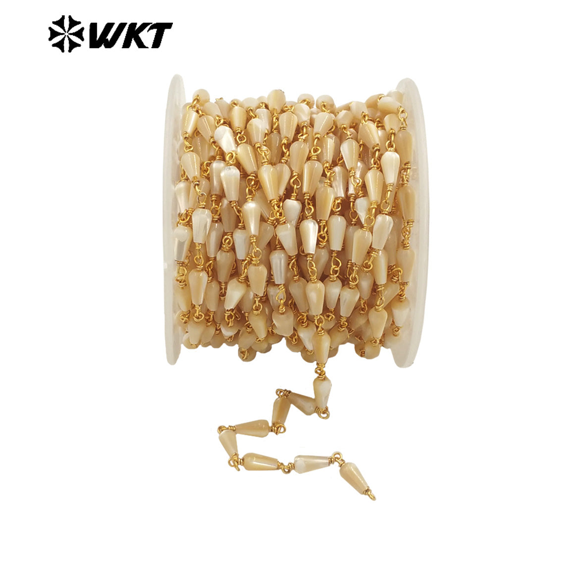 WT-RBC240 New Handmade Wire Wrapped Natural Trumpet Shell Beads Jewelry Chain for Necklace or DIY Making Findings
