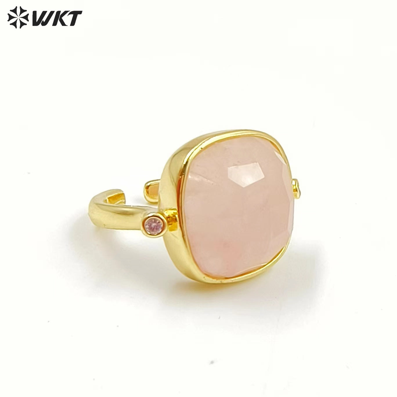 WT-R427 WKT Newest Elegant Square Faceted Gemstone Ring 18k Real Gold Plated Resist Tarnishable Birthday Stone Ring