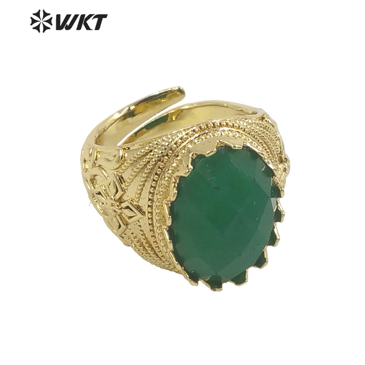 WT-R456 Wholesale Newest Spring Design 18k Gold Plated Oval Natural Stone Ring Gold Bezel Setting Europe Popular Jewelry Ring