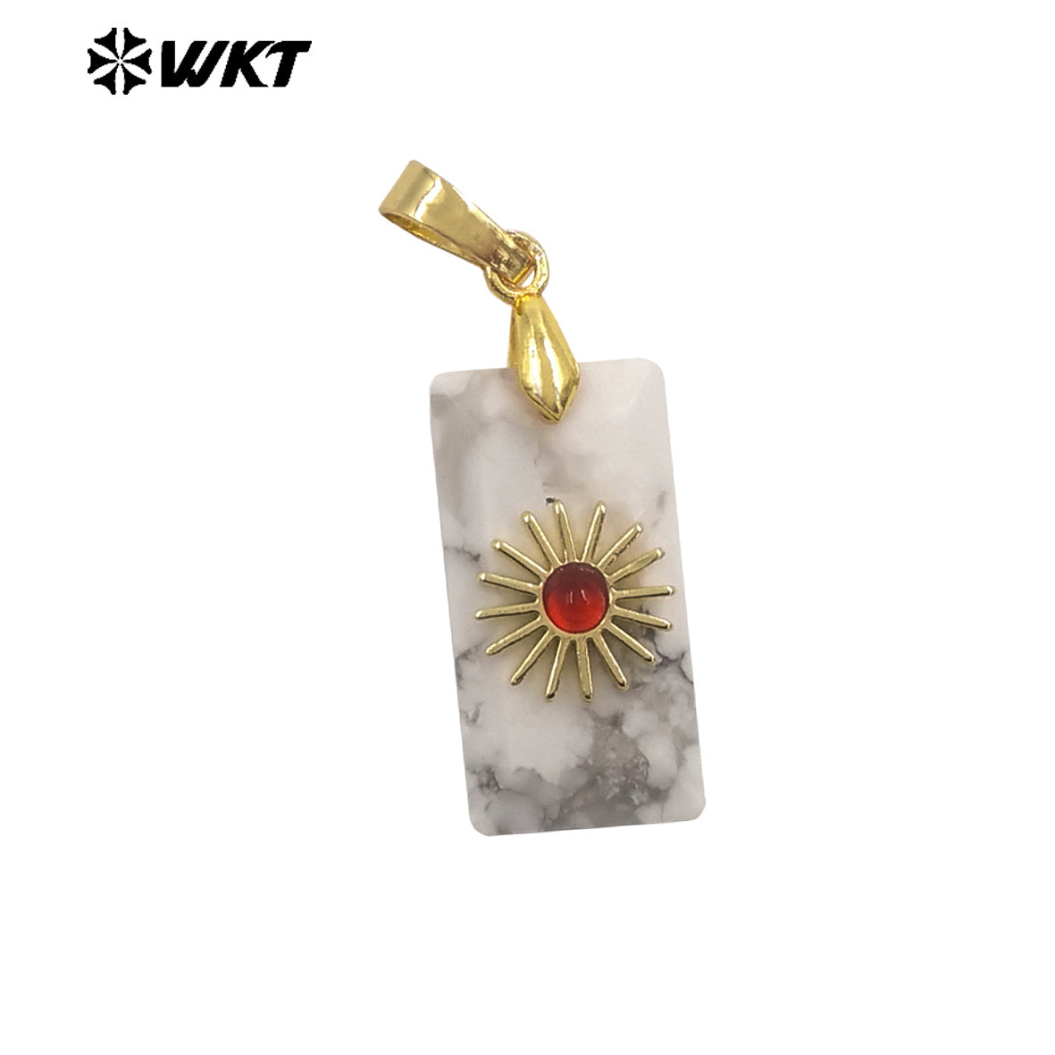 WT-P2011 Fashion Popular Natural Gemstones Gold Plated Set In Little Rectangle Stone Pendant For Necklace Handmade Charms
