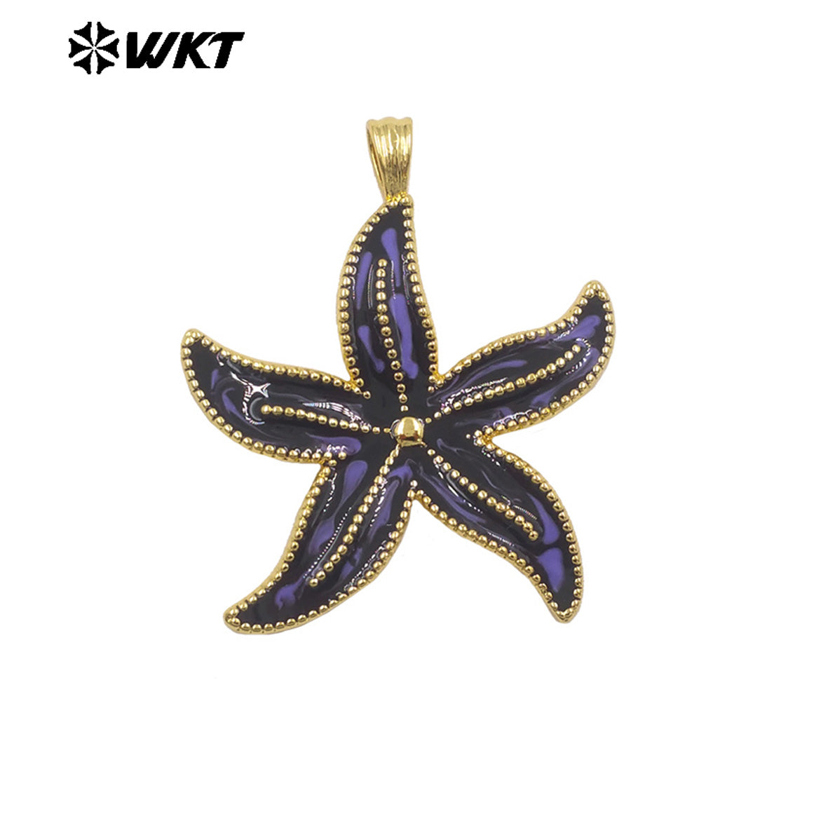 WT-P2117 Wonderful Charms Gold Plated Drop Oil Colorful Starfish Shape Pendants For Summer Style Necklace DIY Accessories