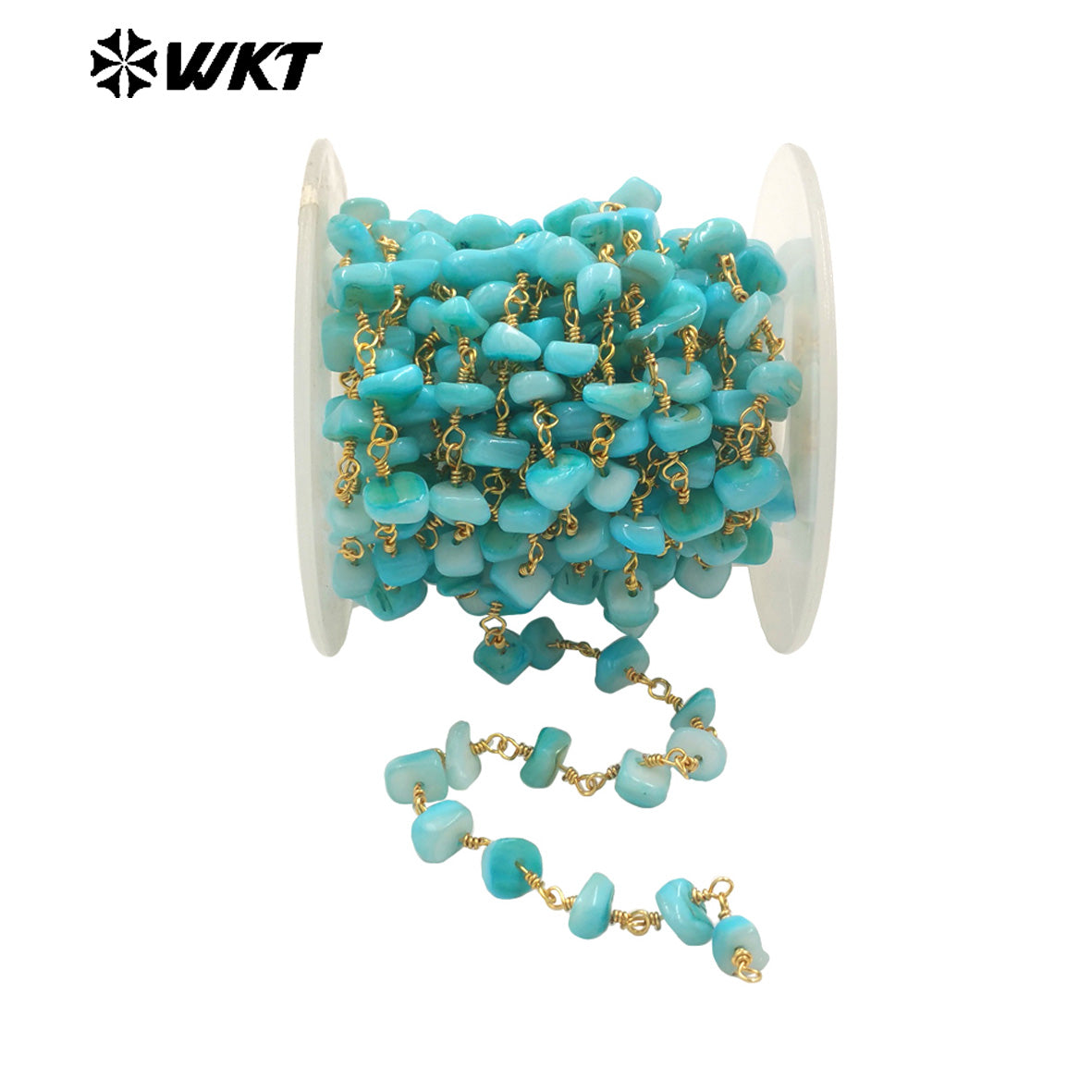 WT-RBC238 Spring New Color Fashion Colorful Shell Made by Wire Wrapped Beads Chain for Jewelry Diy Findings