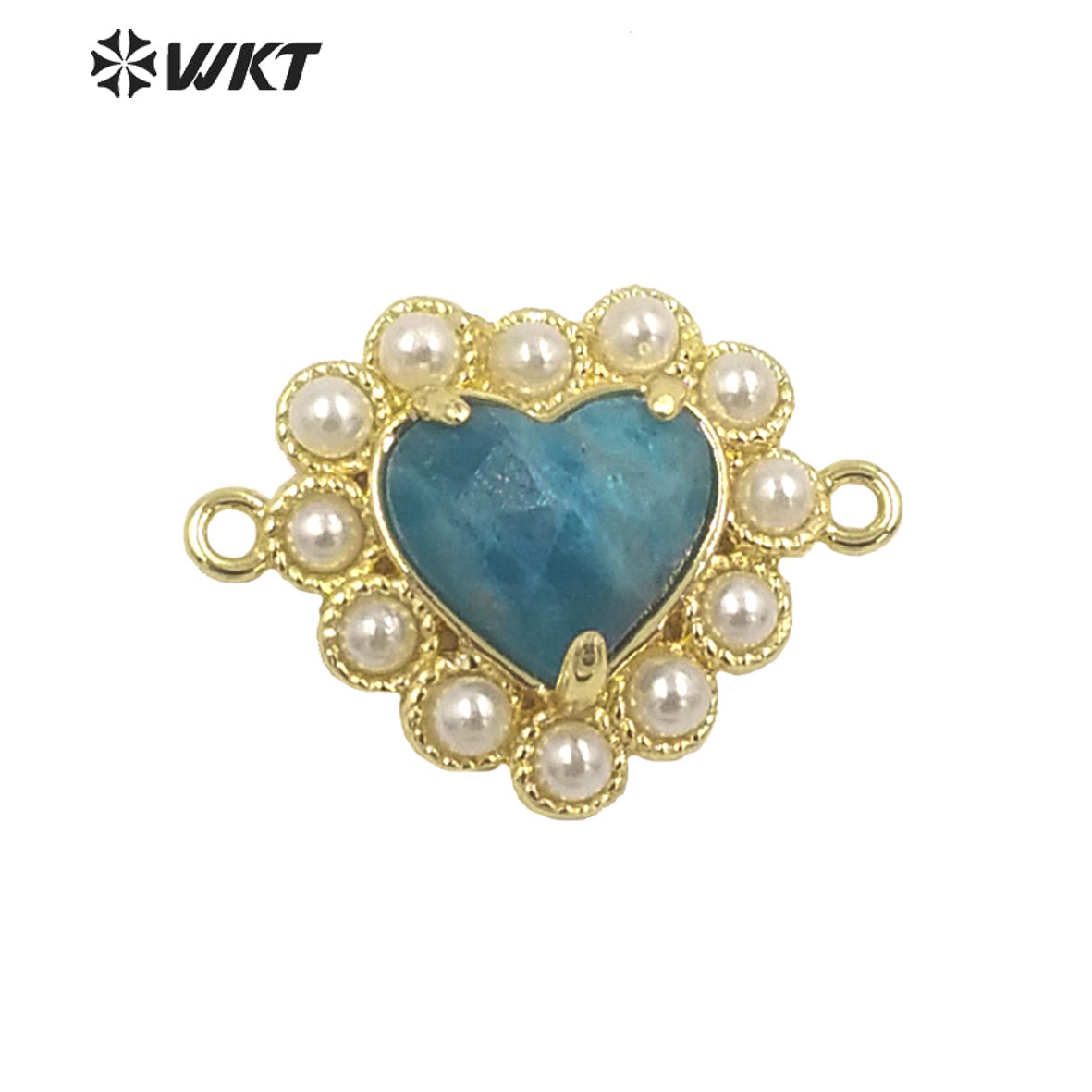 WT-PC006 Charming Small Size Natural Gemstone Made Heart Connectors for Bracelet Making for Women Birthday Gift Pendants