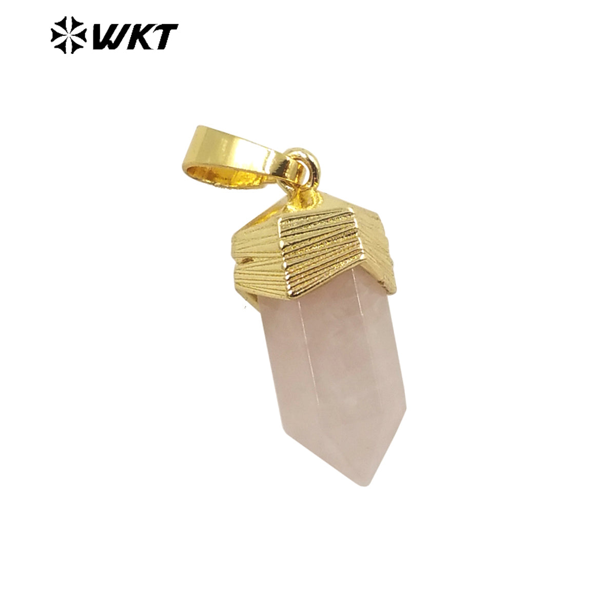 WT-P1915 New Precious Stone Design Pendant 18k Real Gold Plated Claw Setting Oval Amazonite Amethyst Stone Pendants for Birthday