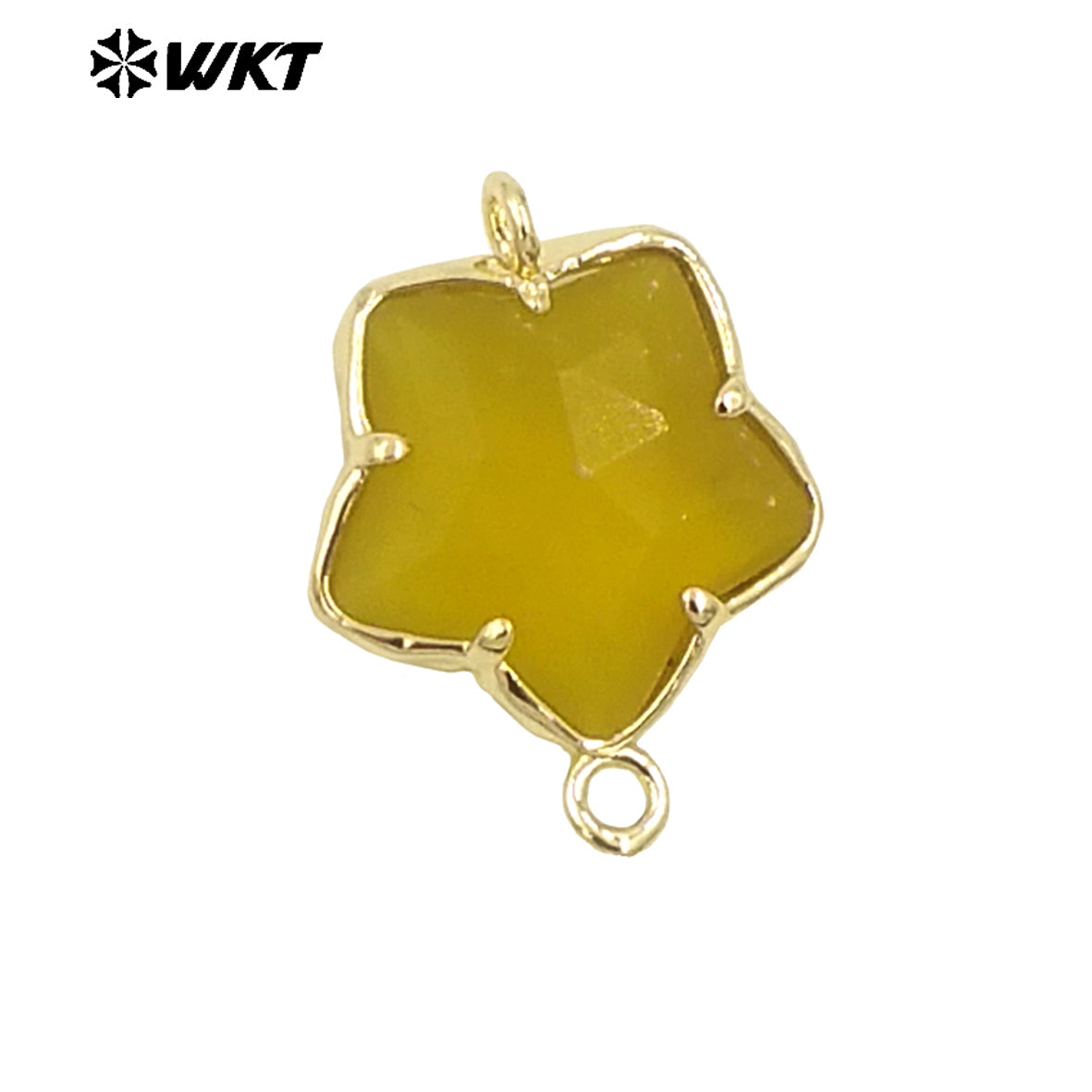 WT-C327 Wholesale New Small Stone Carved Star Connectors 18K Gold Plated Claw Setting Lovely Double Loops Findings