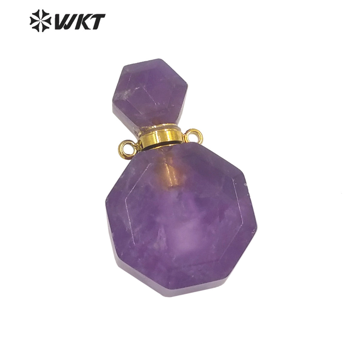 WT-P1759 WKT Hot Sale! Natural Stone Perfume Bottle Pendant Pink Quartz Amethyst Amazonite Pendant Jewelry Necklace Accessory