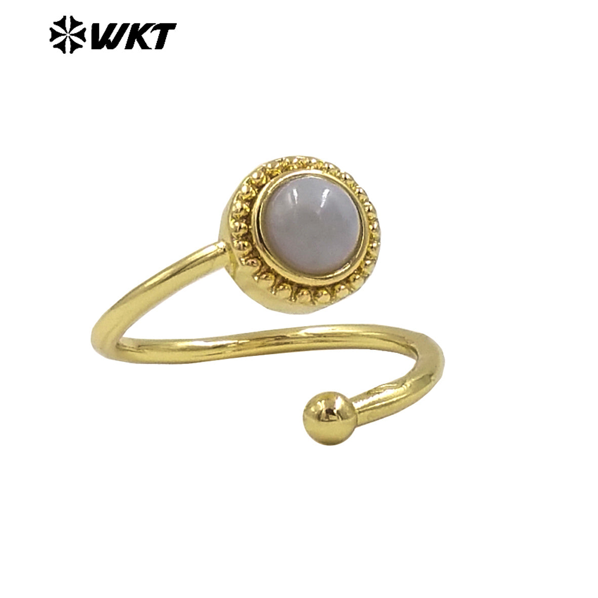 WT-R539 Newest Fashion Gold Plated Natural Gemstone Round Women Anniversary Birthday Gift Ring