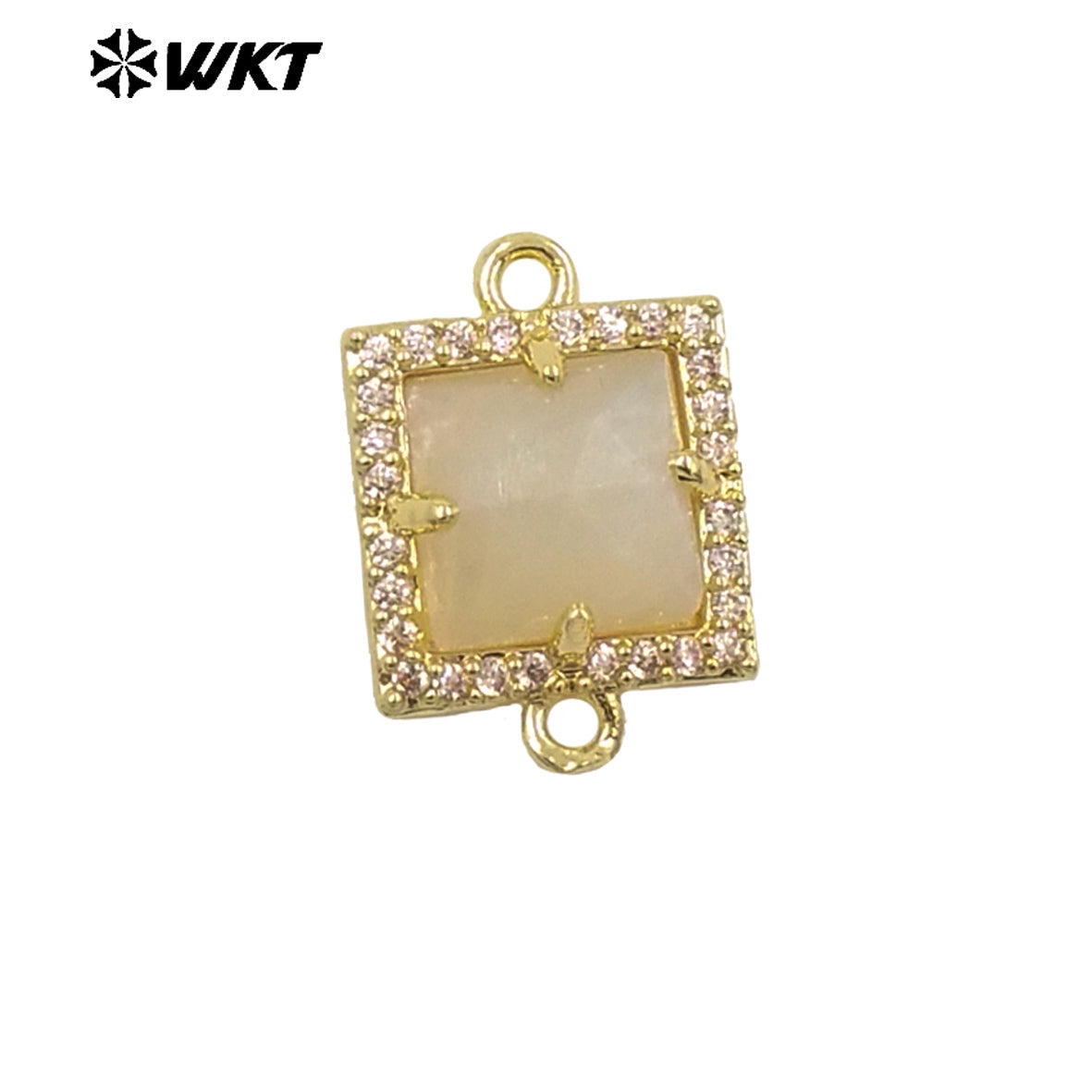 WT-P1993 Classic Wholesale Square Natural Labradorite Amethyst Gemstone Connector Pendant DIY Crafts CZ Accessory Charms