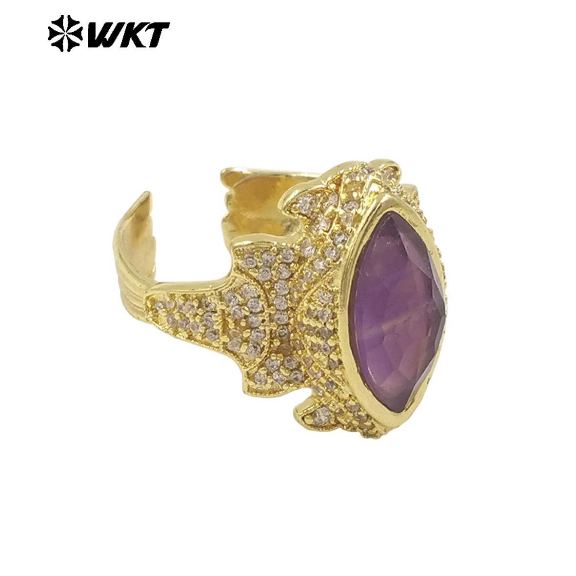 WT-MR034 Special Eye Shape Gemstone Multi Color Can Be Choose Amethyst Lapics Stone Ring for Banquet Party Fine ACC