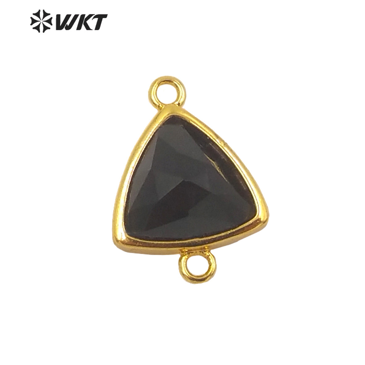 WT-C309 Wholesale Fashion Gold Bezel Stone Connectors Small Size Gemstone Triangle Jewelry Findings Connectors for Bracelets