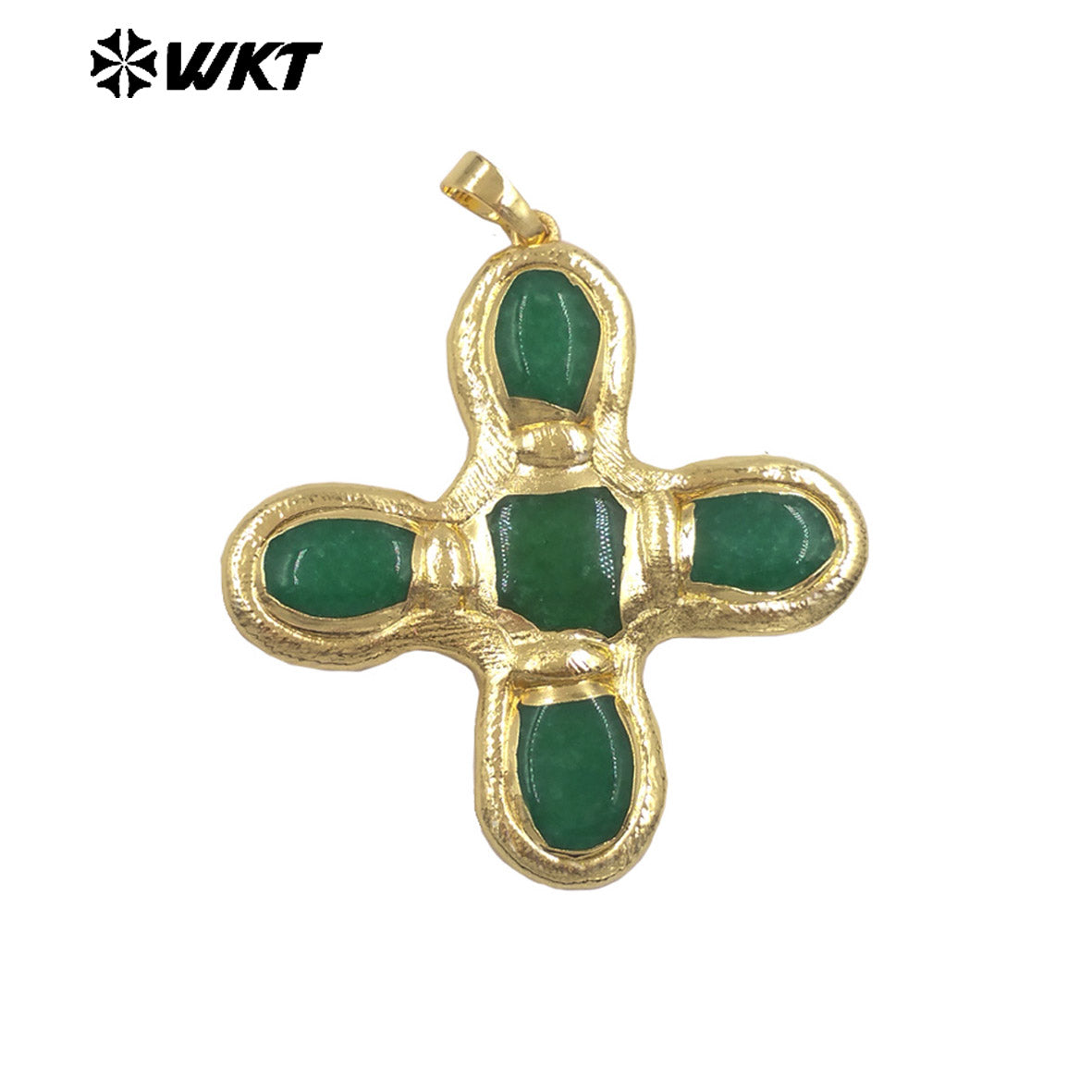 WT-P2034 Good Quality Trendy Style 18K Gold Plated Five Natural Stones Cross Pendants For Women Fashion Necklace DIY Findings