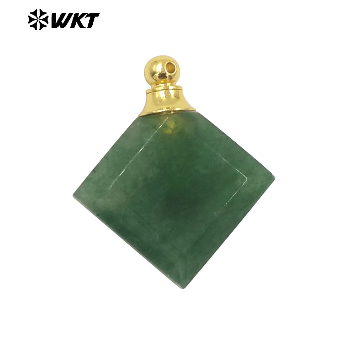 WT-P1980 Newest Fashion Gold Plated Diamond Shape Double Faceted Precious Gemstone Made Perfume Bottle Jewelry Pendants