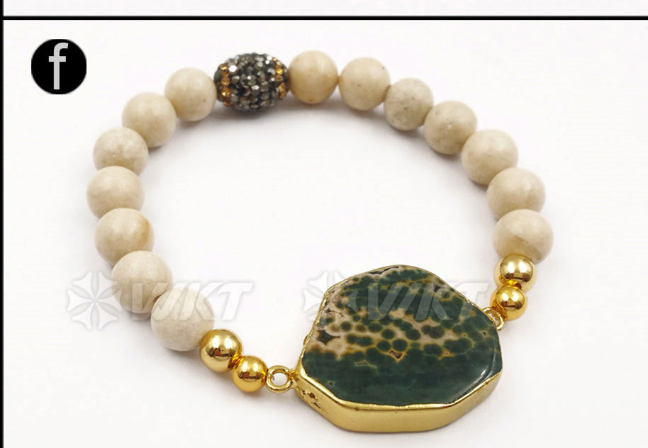 WT-B408 New Special Design Style Fashion Stone Beads Mixed Colorful Women Jewelry Bangle Ocean Bracelet