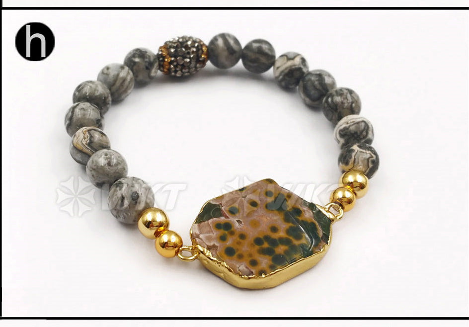 WT-B408 New Special Design Style Fashion Stone Beads Mixed Colorful Women Jewelry Bangle Ocean Bracelet