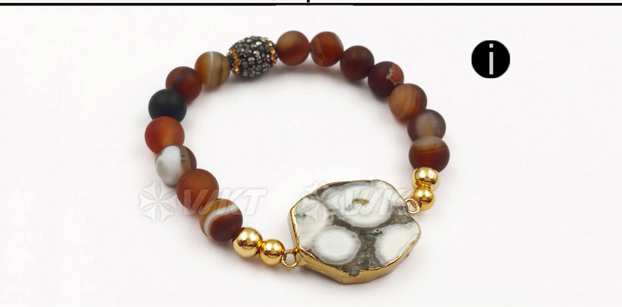 WT-B408 New Special Design Style Fashion Stone Beads Mixed Colorful Women Jewelry Bangle Ocean Bracelet
