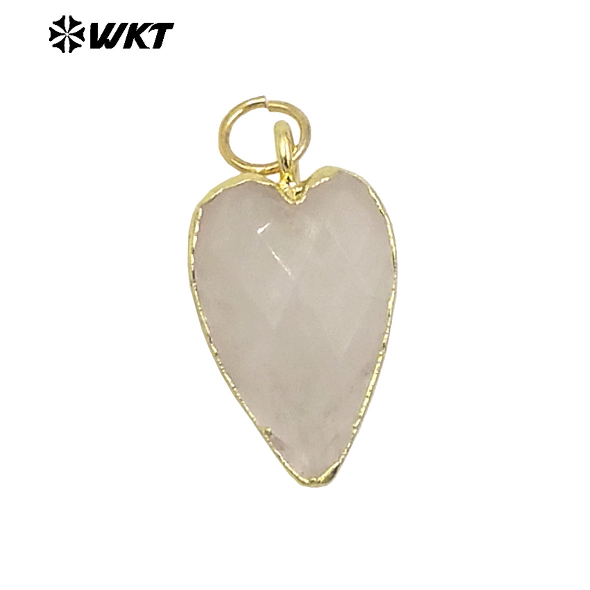 WT-P1965 Wholesale Fashion Gold Plated Long Drop Hand Carved Double Faceted Heart Stone Jewelry Pendants