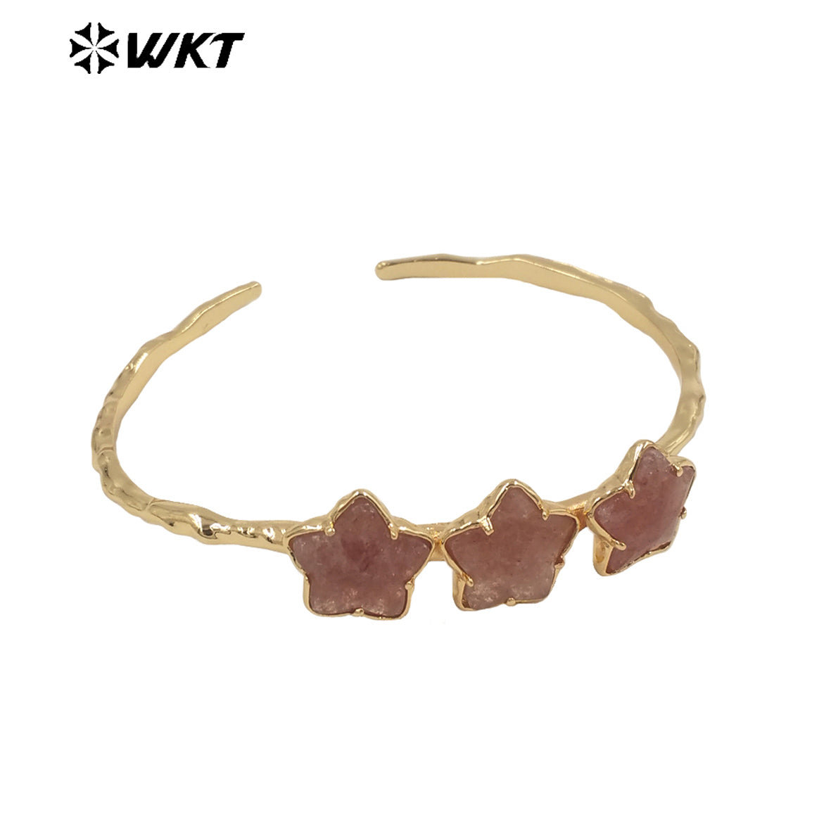 WT-B636 WKT Lovely Trendy Gift for Women Star C Shaped Lucky Bracelets C Shaped Natural Colorful Gemstone Opening Bracelets