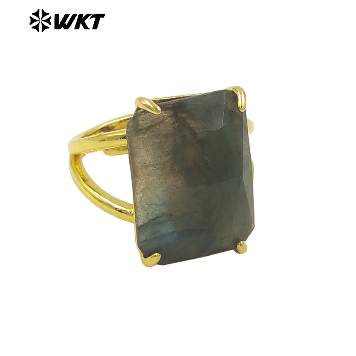 WT-R529 WKT New Design Gorgeous Natural Faceted Gemstone Claw Setting Square Amethyst Stone Anniversary Women Ring
