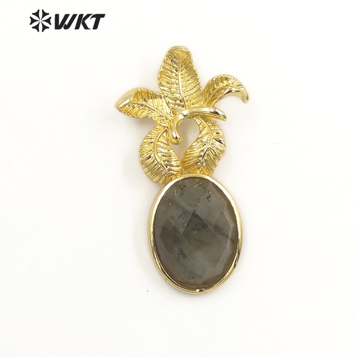 WT-P1923 Fashion Design Trendy New Precious Colorful Stone Flower Shaped Oval Amazonite Amethyst Gemstone Pendants