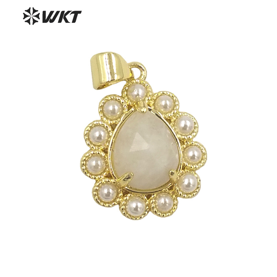 WT-JP359 New Fashion Gold Tiny Drop Charming Gold Plated Natural Gemstone Pendants With Different Stone Setting