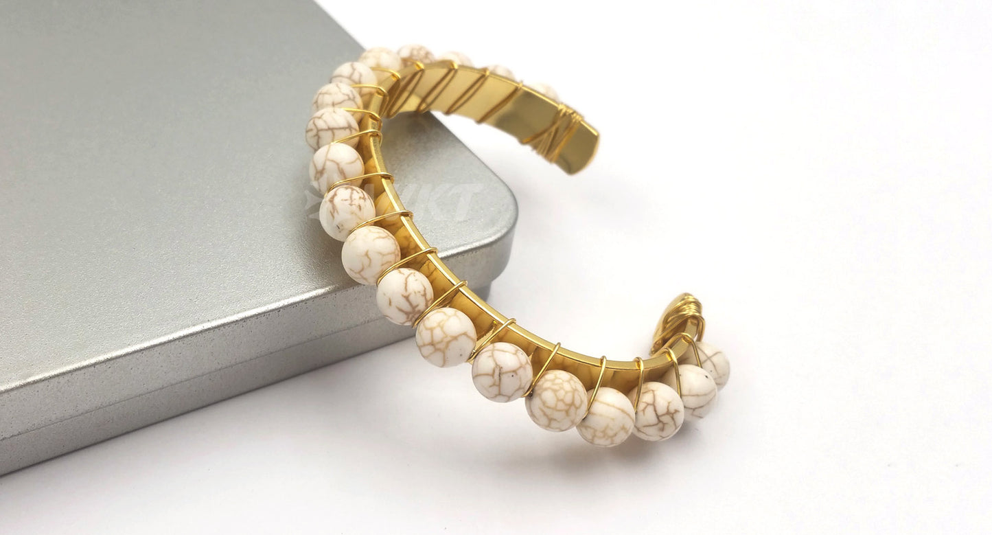 WT-B479 Wholesale Jewellery Lady Gold Bangles Natural Stone Bangles Choice of Various Styles Gift Priority