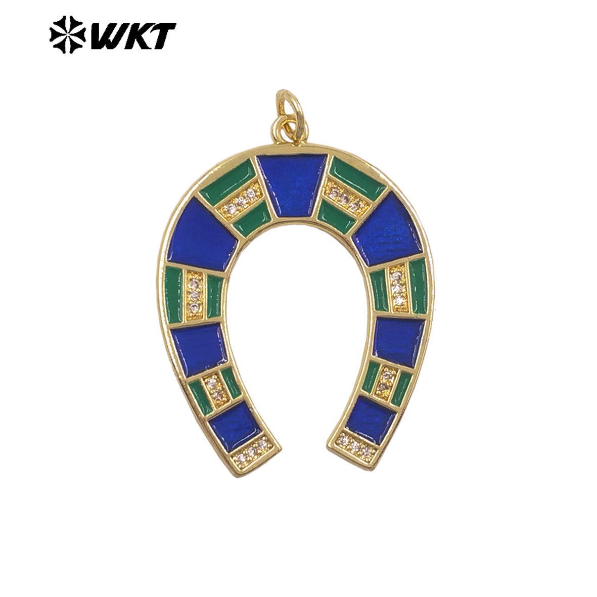 WT-P2078 Amazing Back Full Gold Plated Colorful Drop Oil Letter U Shape Charm Pendants For Handmade Necklace DIY Jewelry
