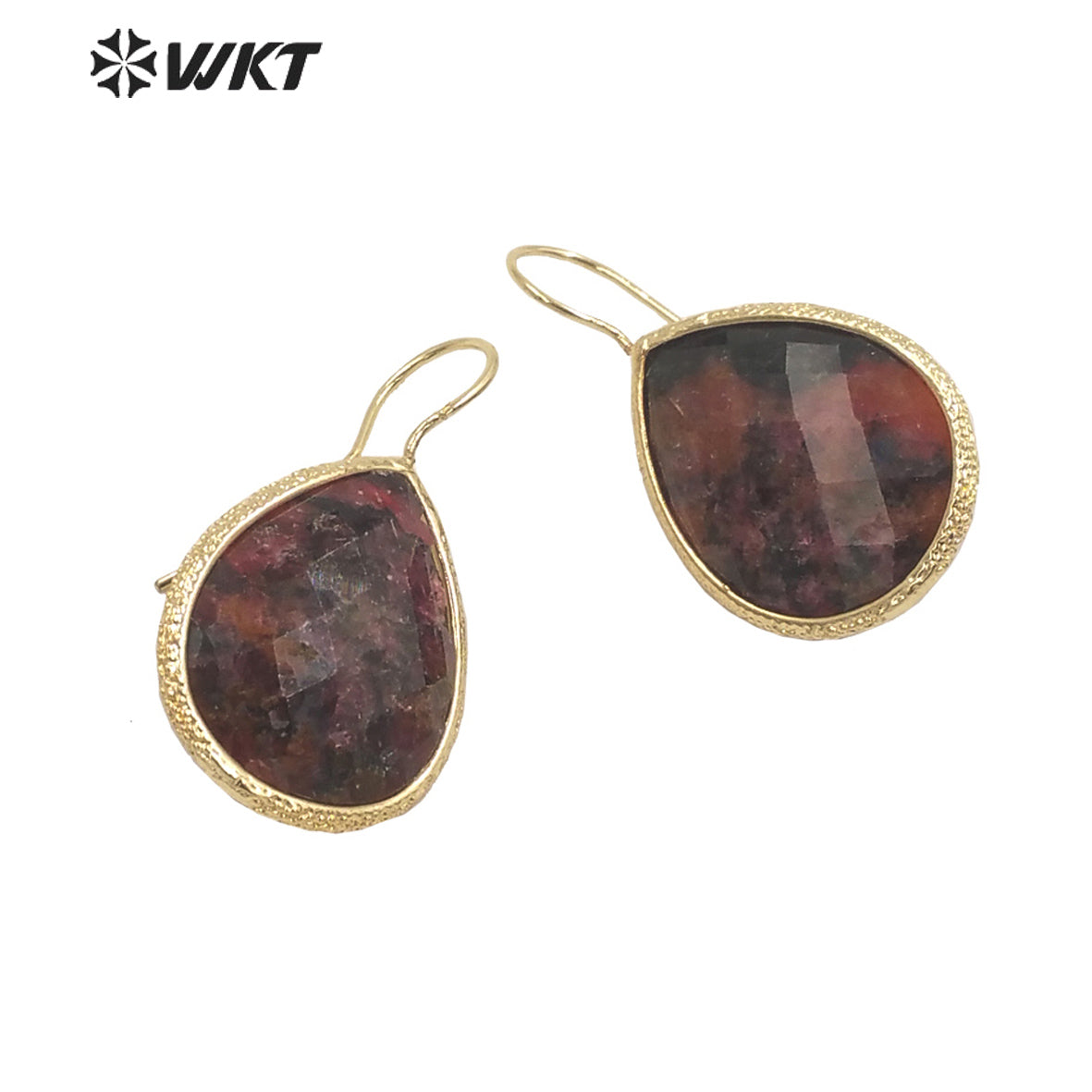 WT-E711 Amazing Newest Design Precious Natural Gemstone Waterdrop Earrings Fashion Gold Women Drop Hoop Earrings for Birthday