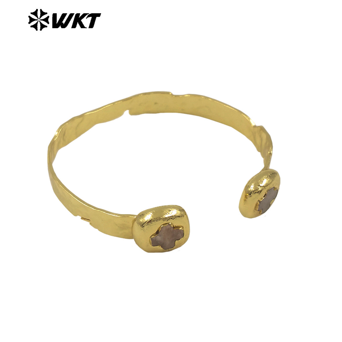 WT-B698 Wholesale Exquisite Women Gemstones Cross Bangles With Gold Electroplated for Daily Jewelry Accessories
