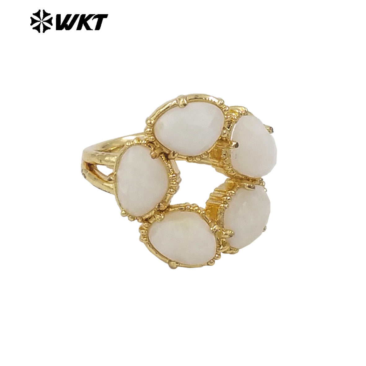 WT-R528 Wholesale New Colorful Gemstone Made Assemble Flower Stone Women Ring With Claw Setting for Anniversary