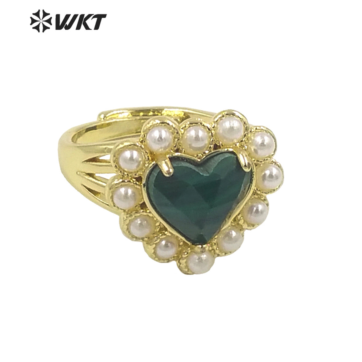 WT-MPR080 Lovely 18K Real Gold Plated Natural Sun Stone With Artificial Decorative Fashion Heart Gemstone Girl Ring