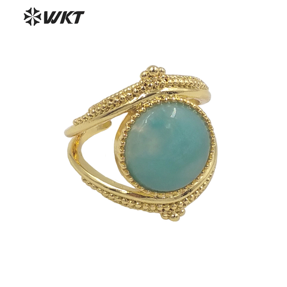 WT-R475 New Design Natural Gemstone Ring With Women Fashion Gold Plated Peacock Stone Ring Boho Charming Ring