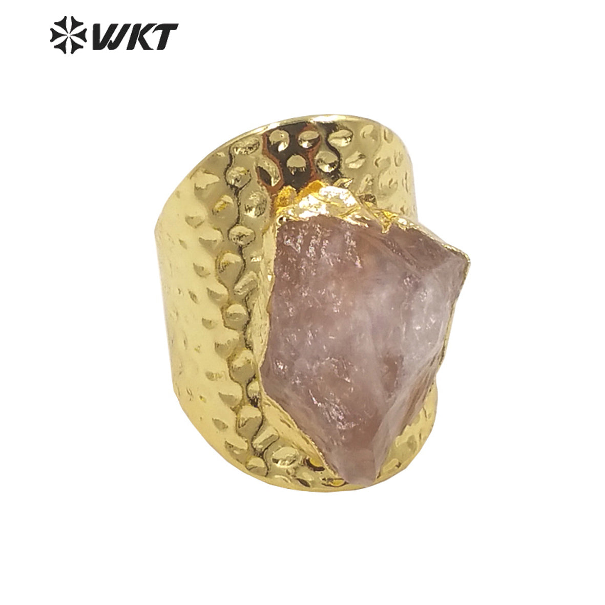 WT-R369 Amazing Gorgeous Raw Stone Quartz Cocktail Ring 18k Real Gold Plated Nontarnishable Aqua Energy Jewelry Stone Ring