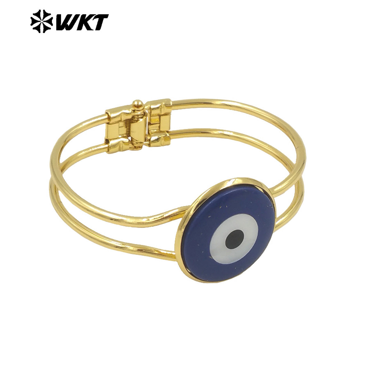 WT-MPB093 Eye of Devil Punk Fashionable 18k Real Gold Resist Tarnishable Europe and America Natural Shell Cuff Bangle