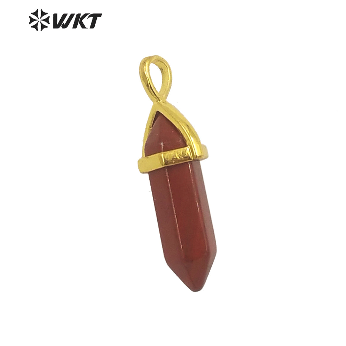 WT-P1864 Trendy Hot Spirit Quartz Double Point Bullet Pendant Gold Cap Natural Gemstone Hexagon Stone Jewelry Pendant