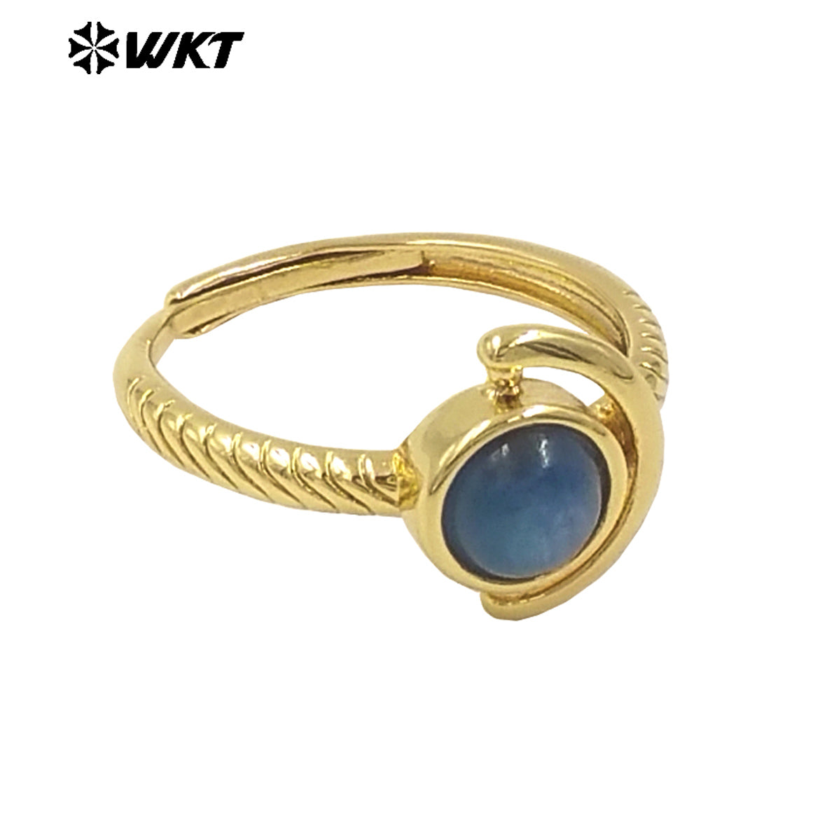 WT-R540 Newest Delicate Tiny Round Natural Stone Women Birthday Ring in Open Size With 18k Gold Plated