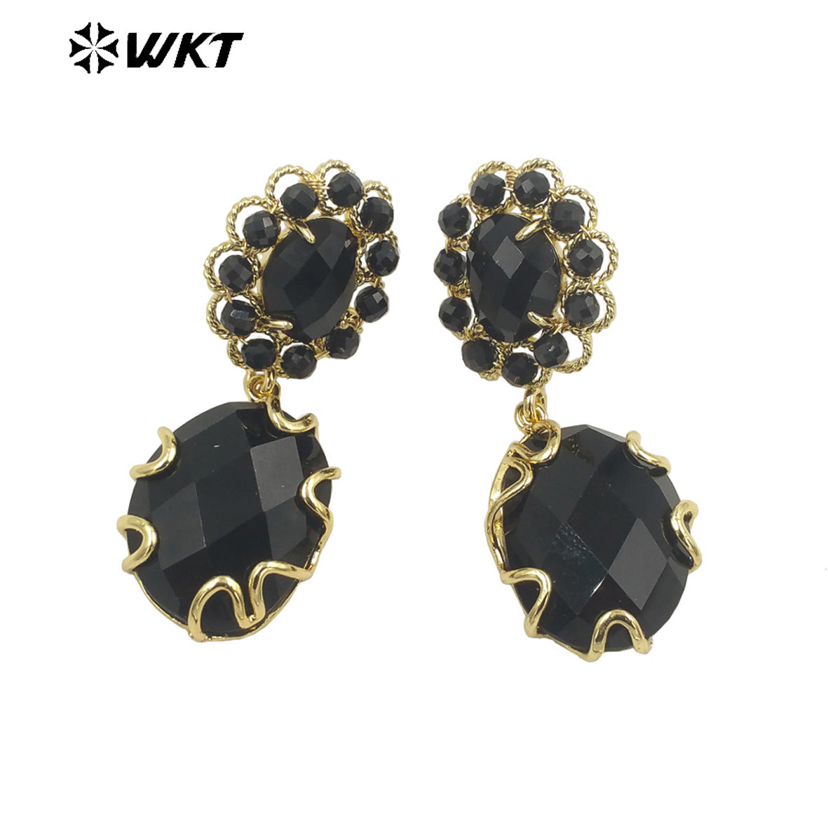 WT-E720 Gorgeous Faceted Stone Made Earrings Women Gold Claw Setting Handmade Sun Stone Dangle Earrings INS Hot Charming Earring