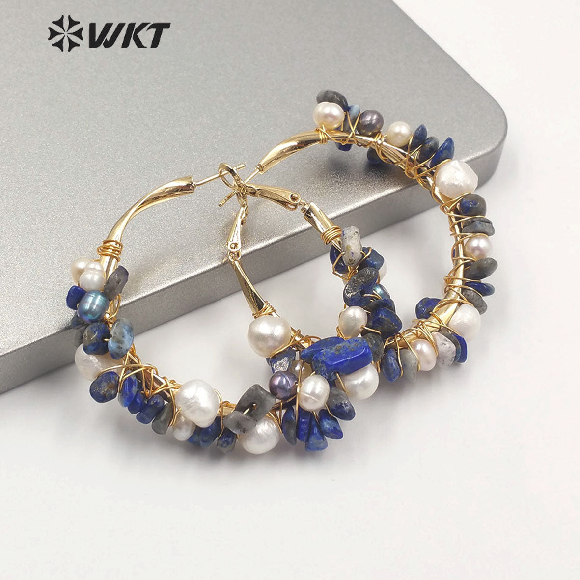 WT-E607 New Exclusive Design Gravel Stone Pearl Earring Multiple Color Selection Women Fashion Gravel Stone Earring