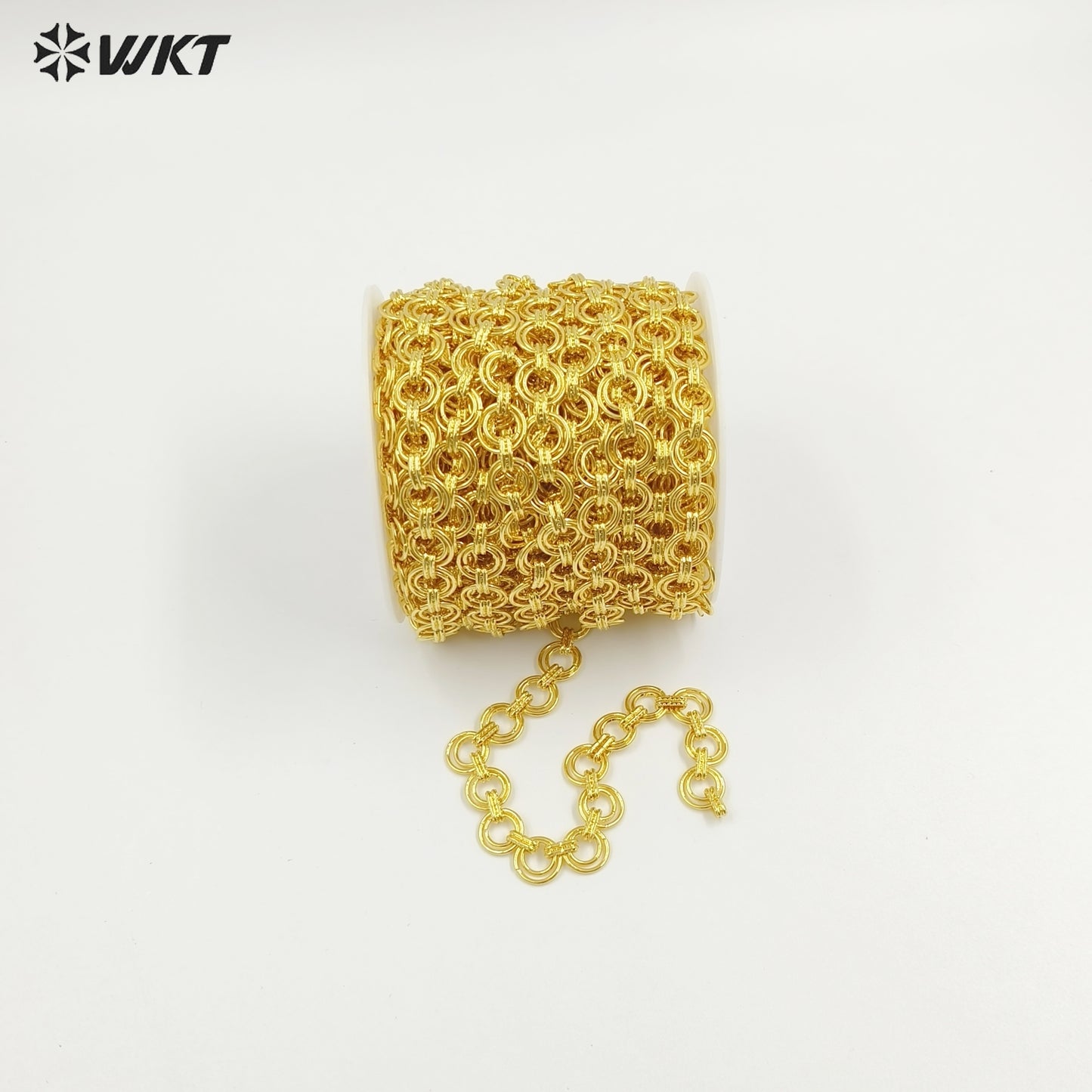 WT-BC248 Wholesale New Design Yellow Brass Chain With Gold Plated For Luxury Jewelry DIY Link Finding Double Circles