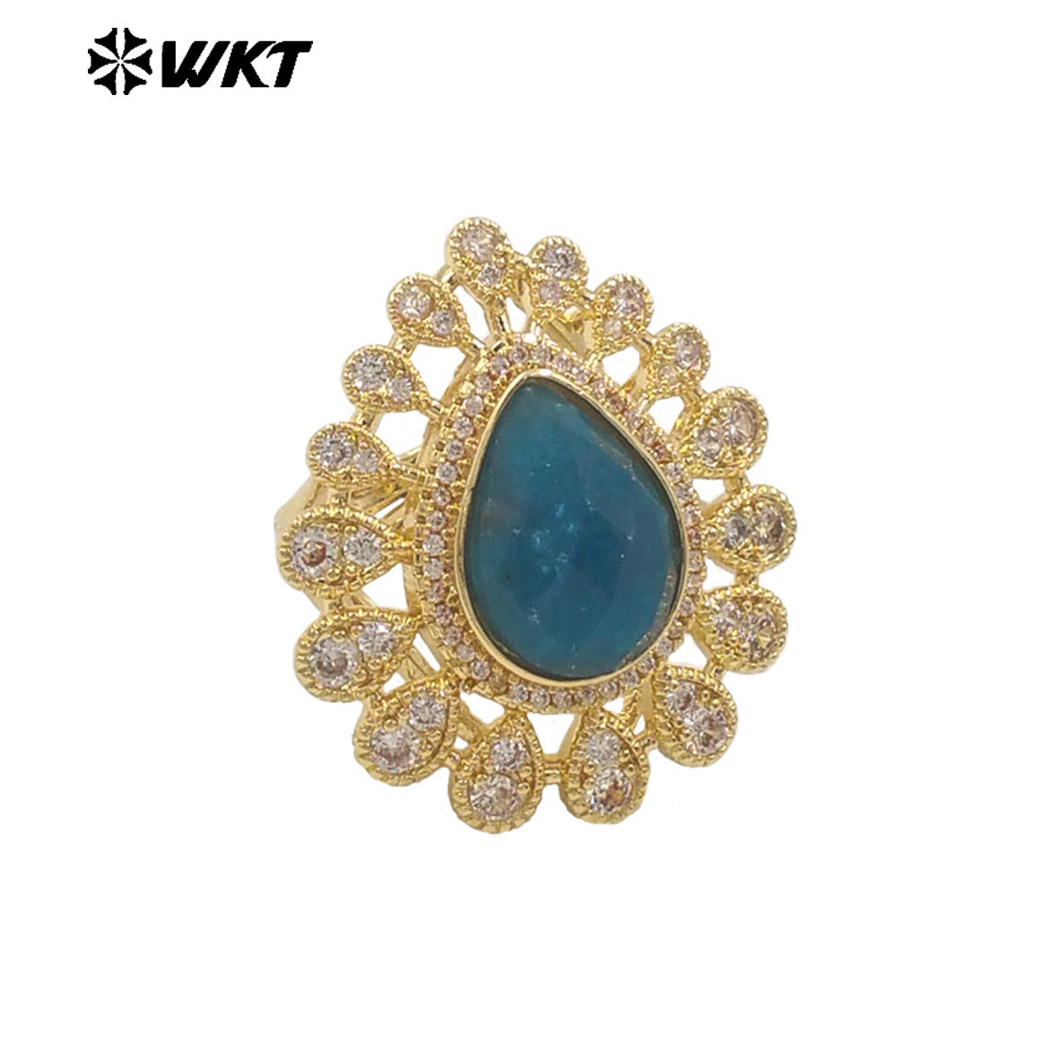 WT-MR029 Wholesale Amazing New European Delicate Micro Pave Cubic Zircon Setting Drop Stone Gold Plated Women Ring