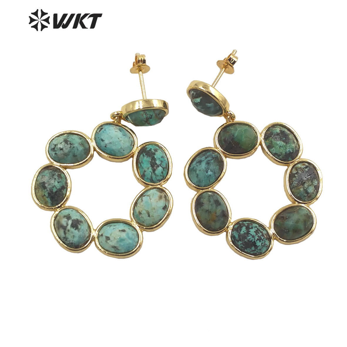 WT-E713 Newest Fashion Gold Natural Eight Stone Made Earrings Gorgeous Birthday Stone Earrings for Friend Gift