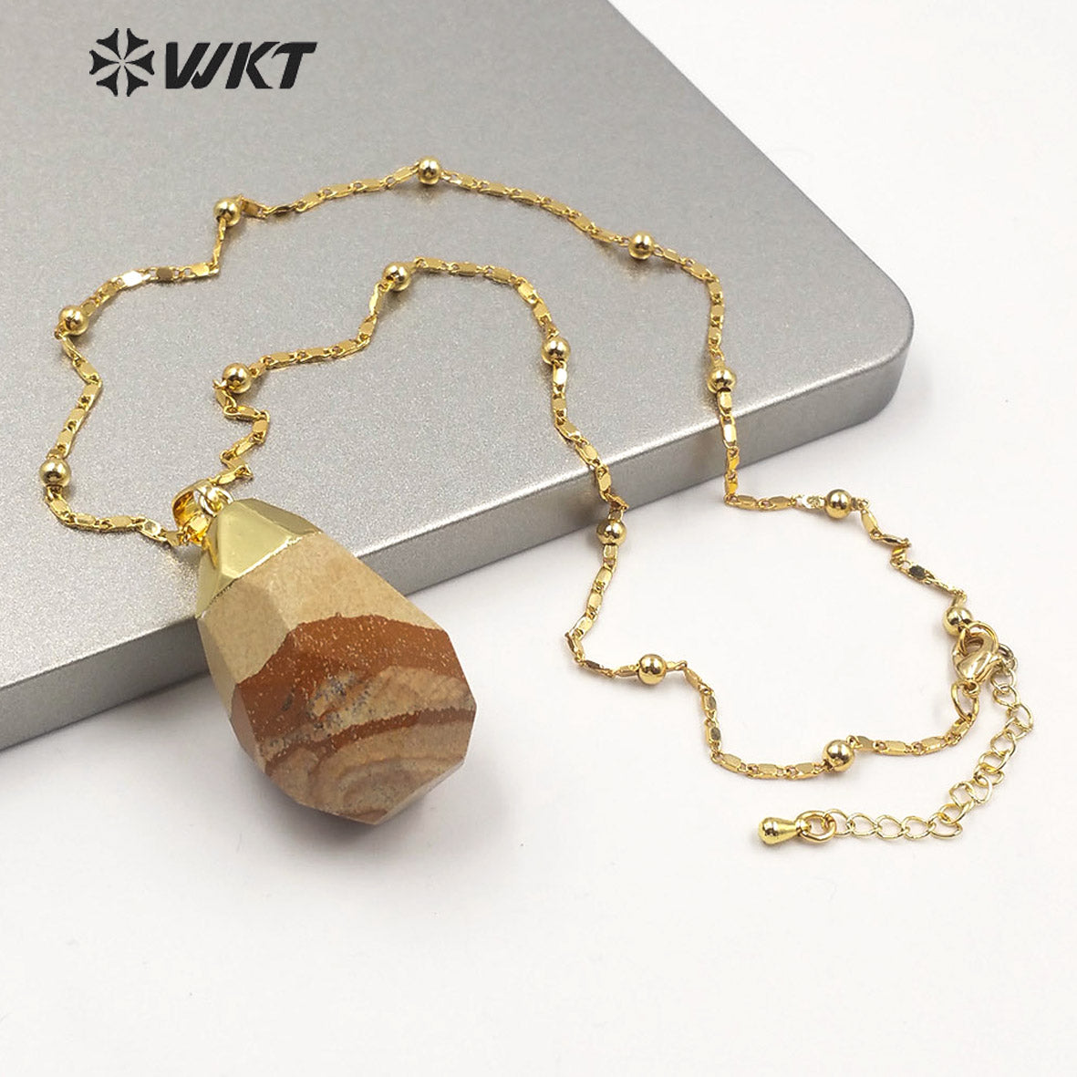 WT-N1209 Newest Natural Gemstone Necklace Gold Plated Stylish Women Charm Jewelry Natural Stone Necklace