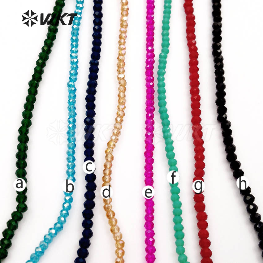 WT-N1115 Long Beads Necklaces Multi-color Beads Crystal Smooth Necklaces with White Pearl Necklaces for Women