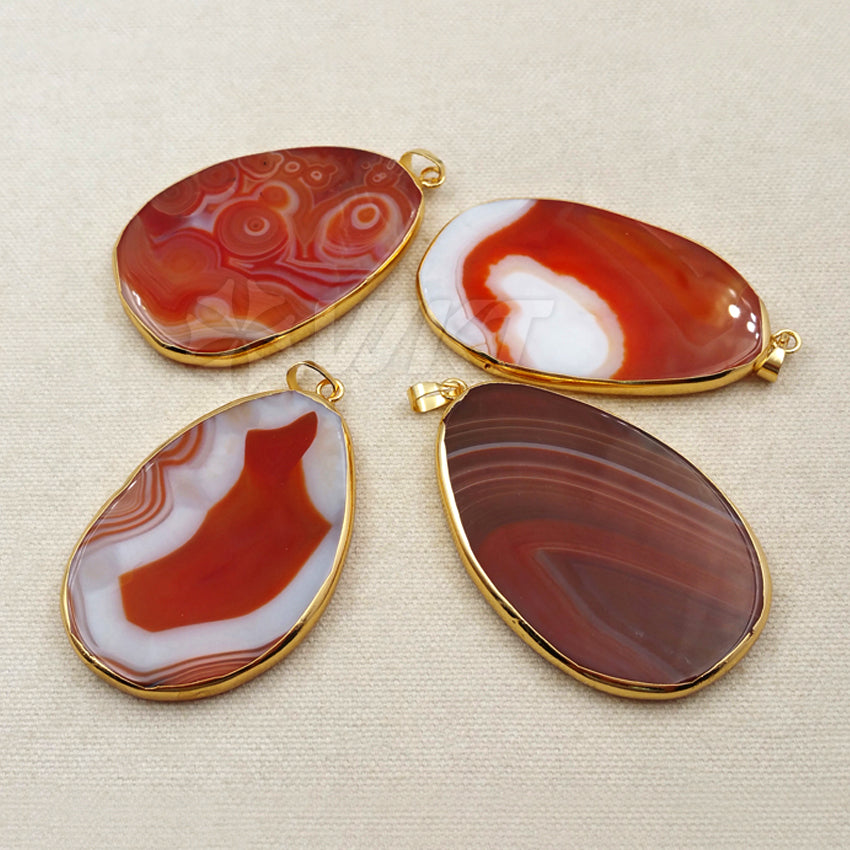 WT-P1259 Popular Wholesale New Fashion for Women Decorate Jewelry Teardrop Shape Exquisite Slice Agate Pendant