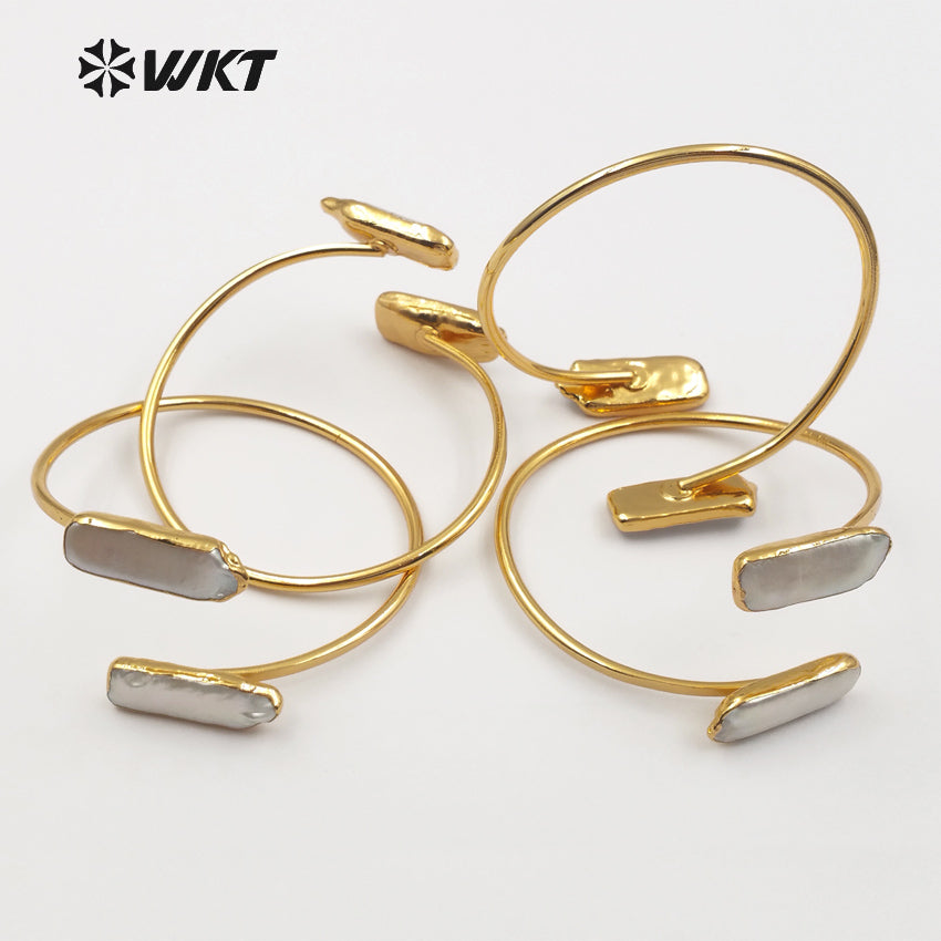 WT-B405 Wholesale Design Double Pearl Bracelet for Women Jewelry Gift With 24k Gold Electroplated Adjustable Bracelets