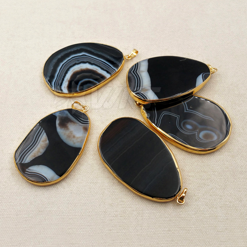 WT-P1259 Popular Wholesale New Fashion for Women Decorate Jewelry Teardrop Shape Exquisite Slice Agate Pendant